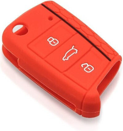 Car Key Cover Case made of with 3 Buttons for Skoda / Seat / VW in Red Color