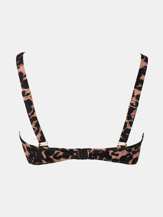 Rock Club Strapless Bikini Black Animal Print