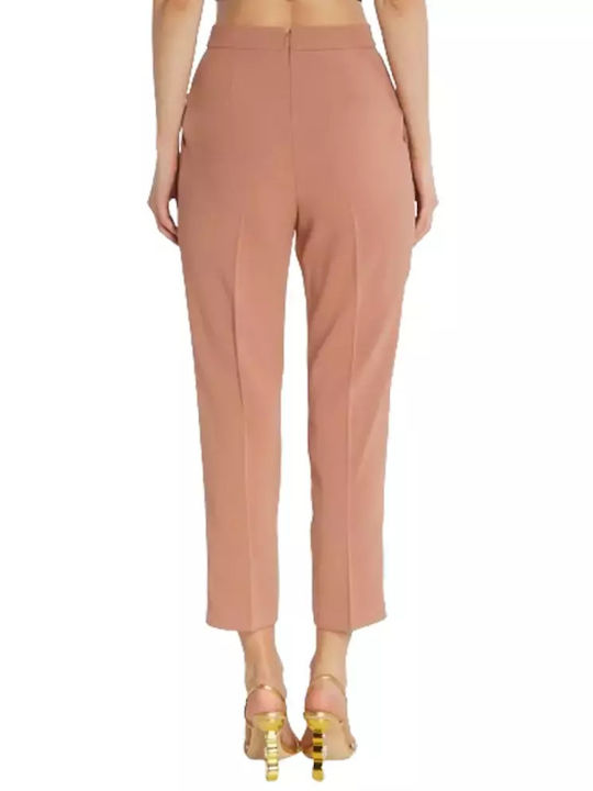 Pinko Damen Stoff Hose Marrone Fard Rosiccio