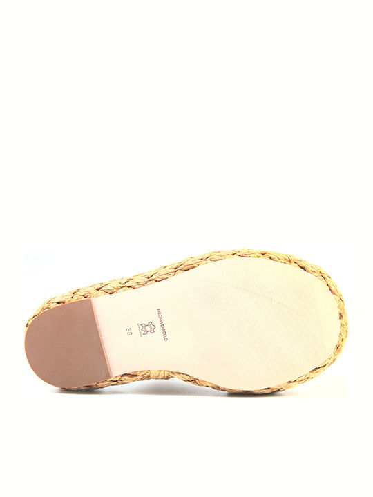 Leather Women's Flat Sandals Flatforms in Pink Color