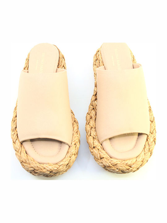 Leather Women's Flat Sandals Flatforms in Pink Color
