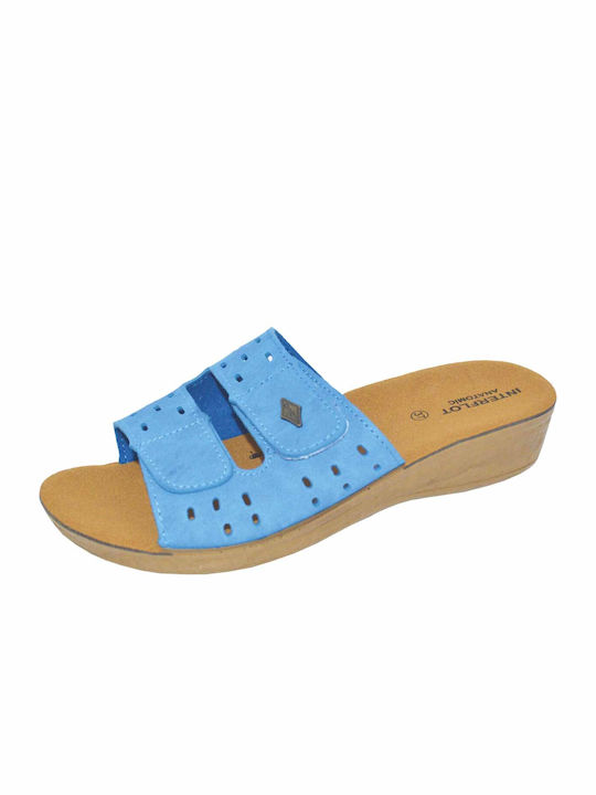 Fly Flot Damen Flache Sandalen Anatomisch Flatforms in Hellblau Farbe