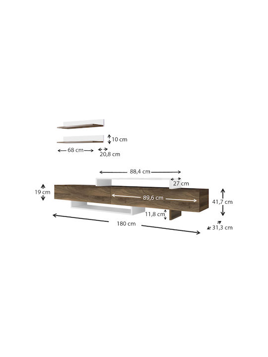 TV Stand Nirvana Walnut - White L180xD31.3xH41.7cm