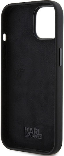 Karl Lagerfeld Liquid Umschlag Rückseite Silikon Schwarz (iPhone 15 Pro Max)