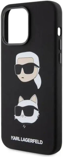 Karl Lagerfeld Liquid Umschlag Rückseite Silikon Schwarz (iPhone 15 Pro Max)