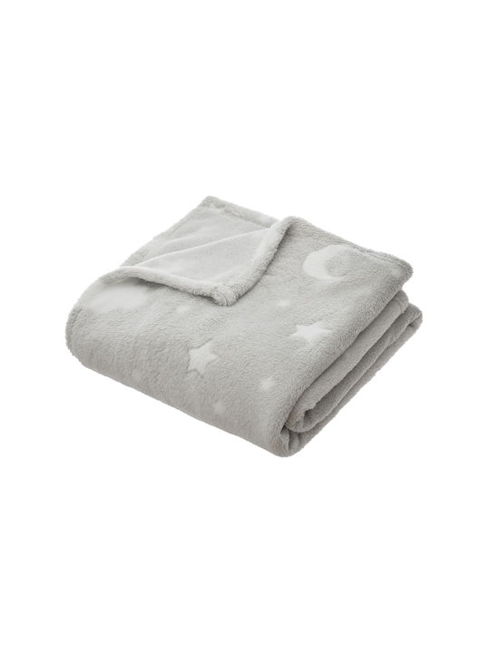 Atmosphera Κουβέρτα Fleece Φωσφορίζουσα Γκρι 150x125εκ.