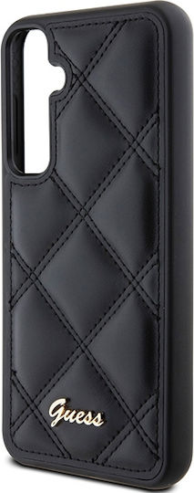 Guess Quilted Metal Logo Back Cover Plastic / Leather Black (Galaxy S23 FE)