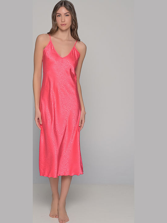 Milena by Paris Summer Satin Women's Nightdress with String Watermelon