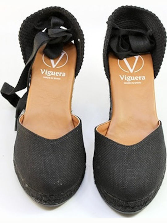 Черни платформени сандали Viguera Valenciana Negro