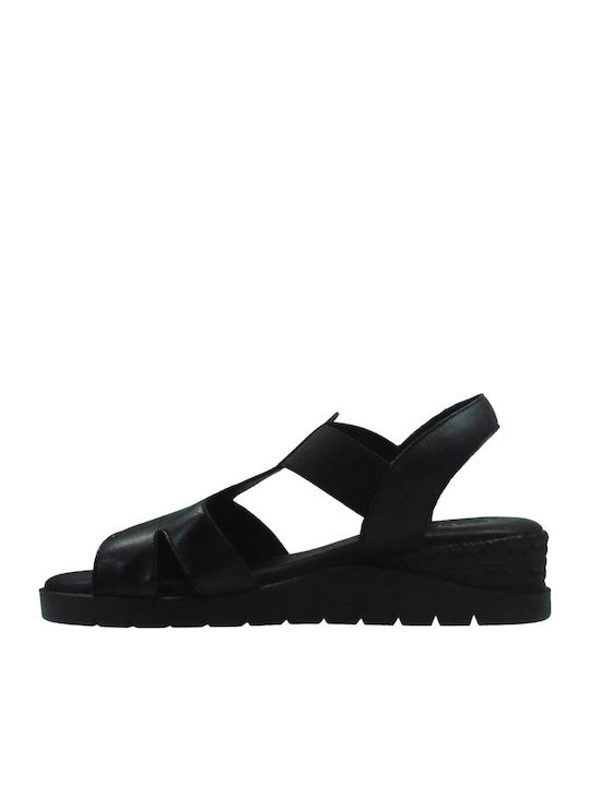 Valeria's 1025-1 Damen Leder Plateauschuhe Schwarz 46591