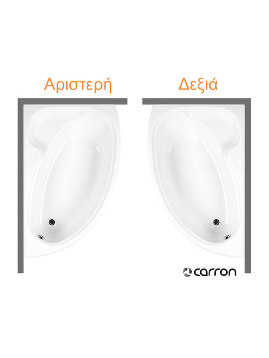 Carron Bathrooms Dove Crn Γωνιακή Μπανιέρα Αριστερής Τοποθέτησης Ακρυλική με Υδρομασάζ 155x95cm