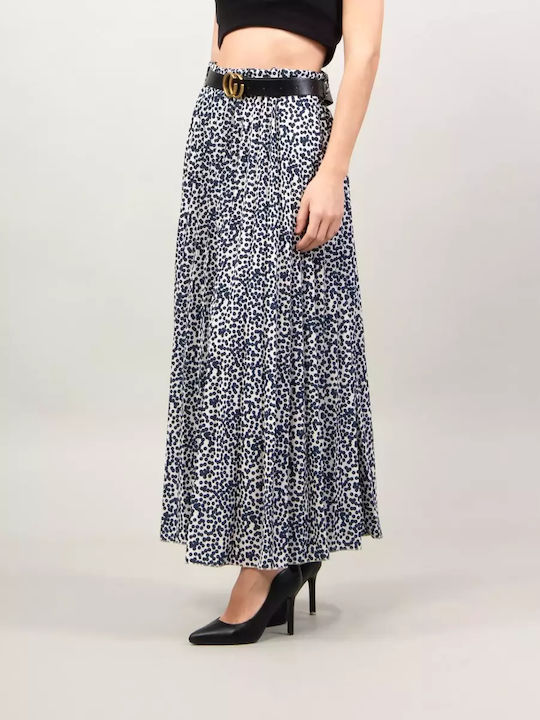 Warehouse Design Pleated Maxi Skirt Leopard Animal-print