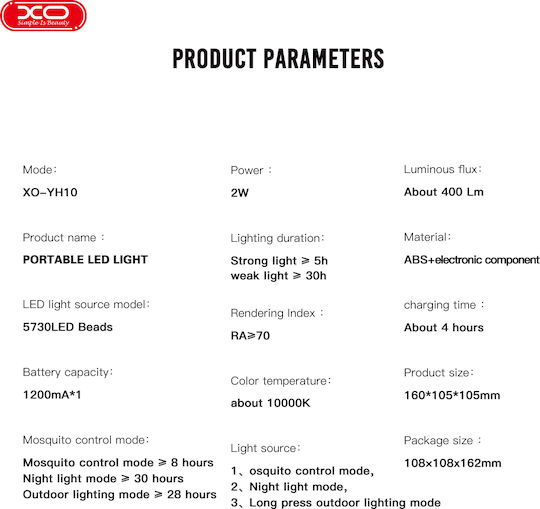 XO Лампа за насекоми LED 2W 16.001.0133