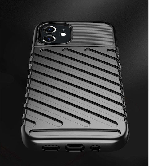 Powertech Umschlag Rückseite Kunststoff Schwarz (iPhone 12 mini)