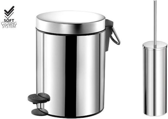 Sanco Inox Σετ Πιγκάλ και Καλαθάκι Μπάνιου Soft Close 5lt Ασημί Sanco Inox Σετ Πιγκάλ και Καλαθάκι Μπάνιου Soft Close 5lt Ασημί