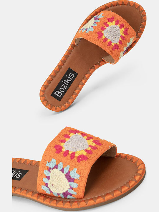 Flache Sandalen für Damen in Orange Farbe