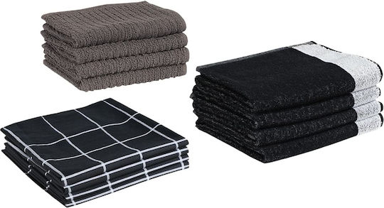 vidaXL Handtuch aus 100% Baumwolle in Schwarz Farbe 12Stück