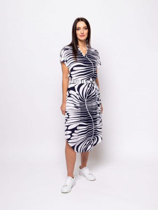 Summer Midi Shirt Dress Navy