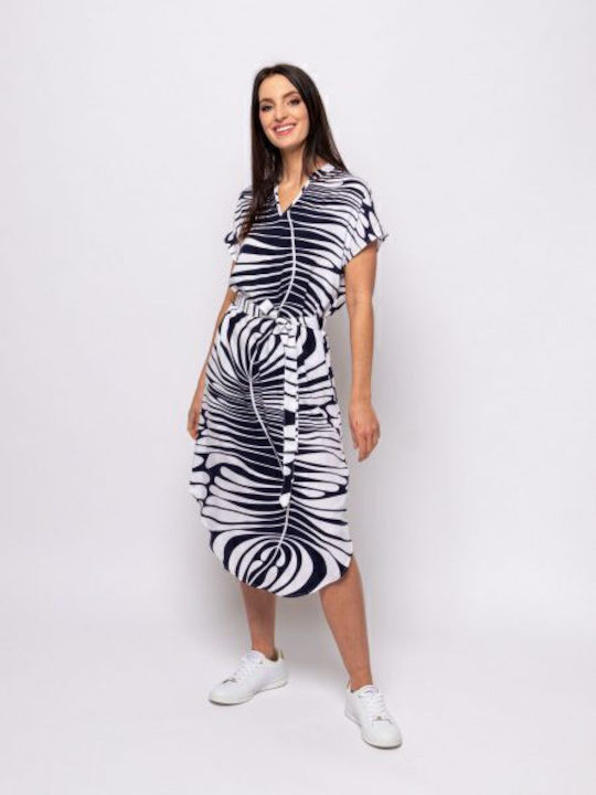 Summer Midi Shirt Dress Navy