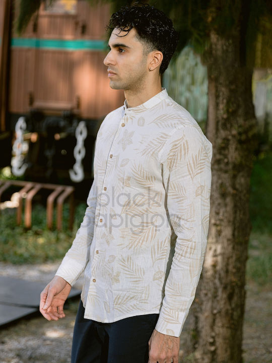 Long-sleeved Linen Shirt Beige