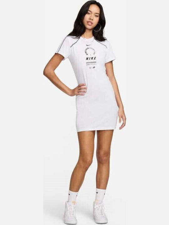 Sportswear Καλοκαιρινό Mini Αθλητικό Φόρεμα T-shirt Κοντομάνικο Λευκό