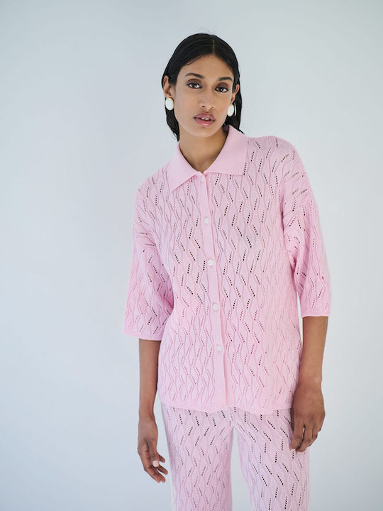 Combos Knitwear Γυναικείο Βαμβακερό Παντελόνι Pink