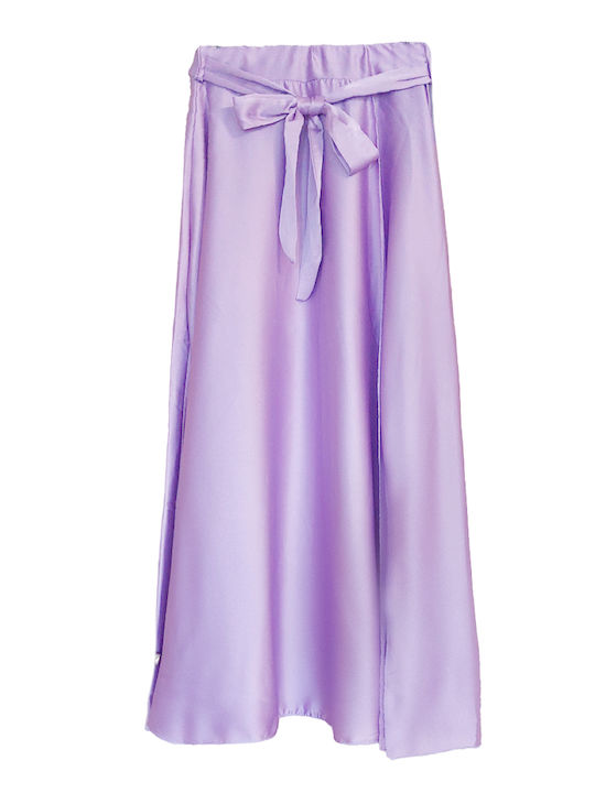 Fashion Vibes Satin Maxi Skirt in Purple color