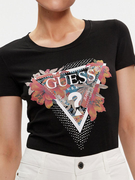 Guess Γυναικείο T-shirt Μαύρο