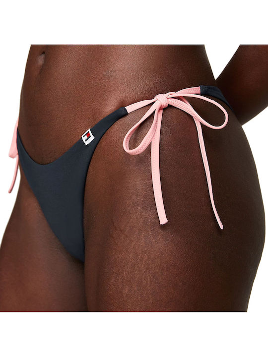 Bikinihosen Slip mit Schnürung Blau-Rosa