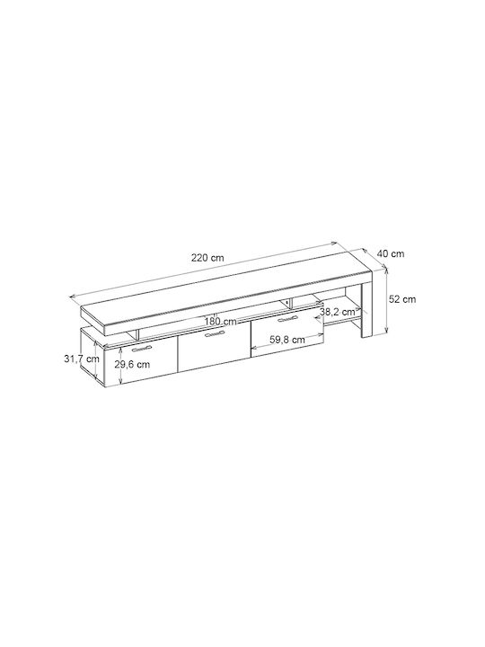 Έπιπλο Τηλεόρασης Acnes Μαύρο Μ220xΠ40xΥ52cm