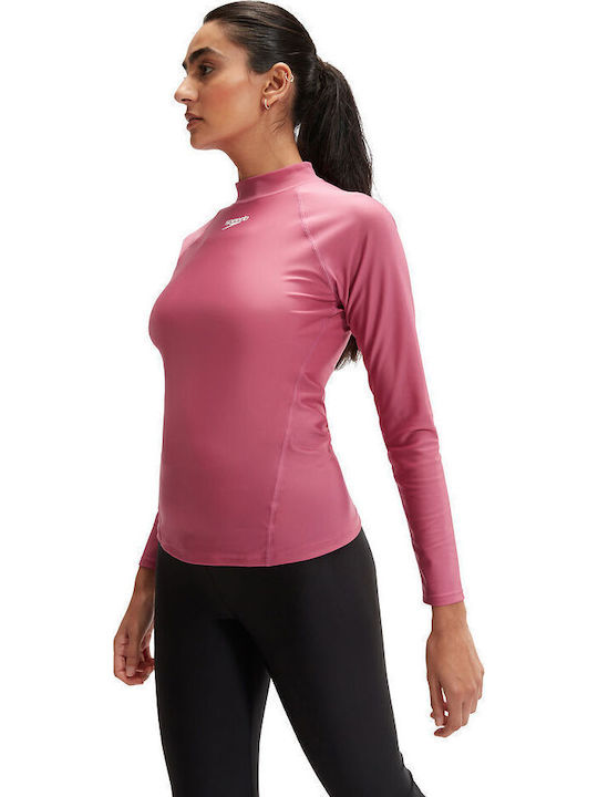 Speedo UPF 40+ Γυναικεία Μακρυμάνικη Αντηλιακή Μπλούζα Κόκκινη
