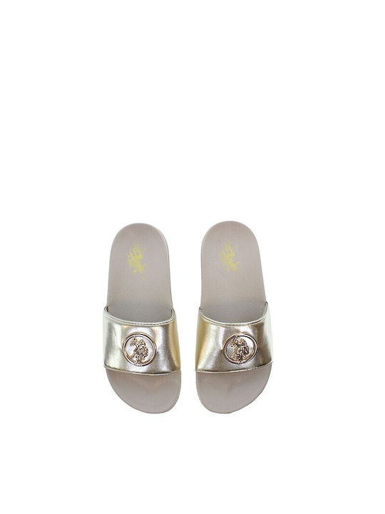 U.S. Polo Assn. Frauen Flip Flops Metal Gold