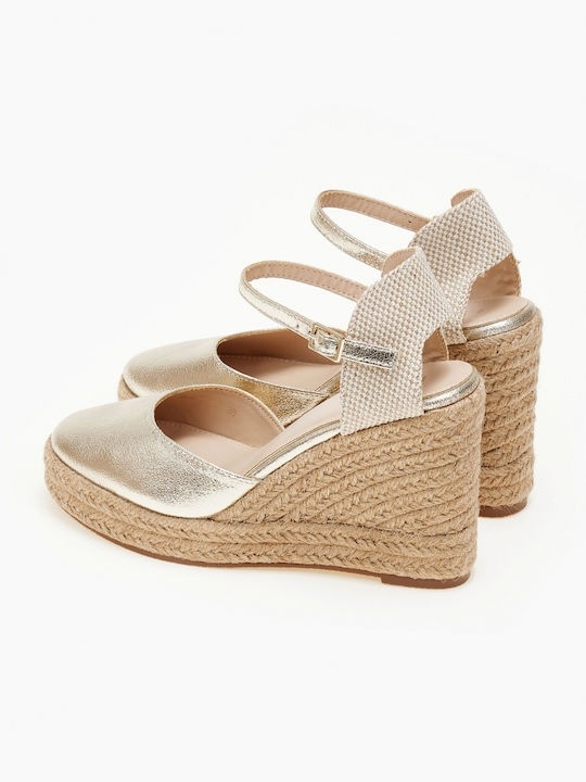 Issue Fashion Platforme dama în stil espadrile Aurii