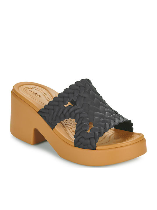 Brooklyn Woven Mules with Low Heel in Black Color