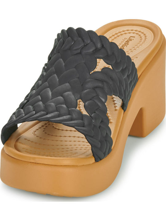 Brooklyn Woven Mules with Low Heel in Black Color