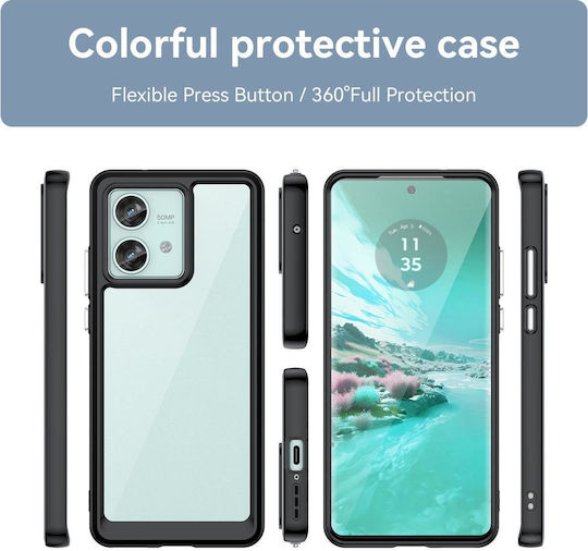 Motorola Edge 40 Neo Colorful Series Acrylic Hybrid TPU Phone Case Black