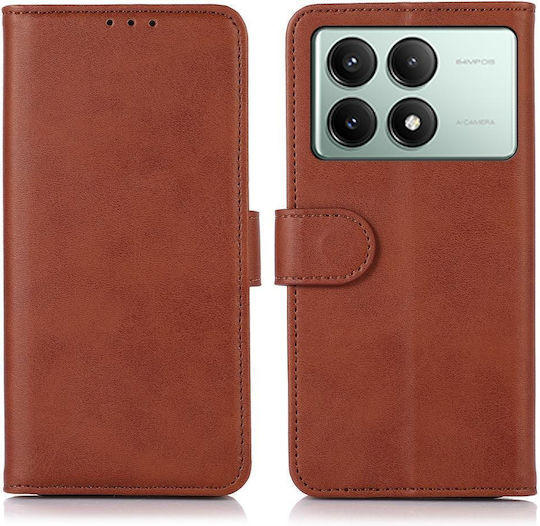 Xiaomi Redmi K70e Poco X6 Pro Cow Texture Leather Phone Case Brown