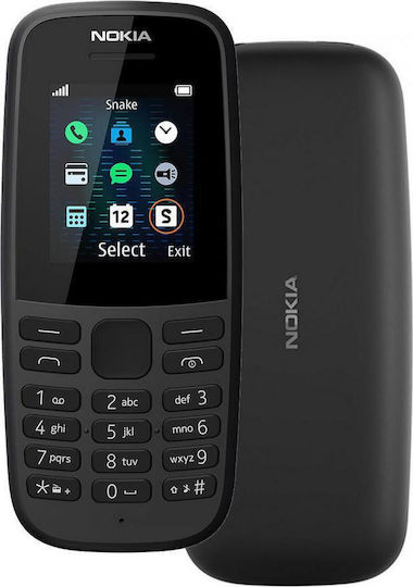 Nokia 105 (2019) Dual SIM Κινητό με Κουμπιά (Ελληνικό Μενού) Μαύρο