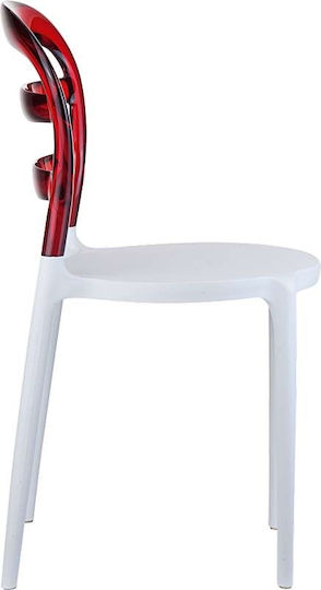 Bibi Scaune Sala de mese din Polipropilenă White/red 1buc 42x50x85buc