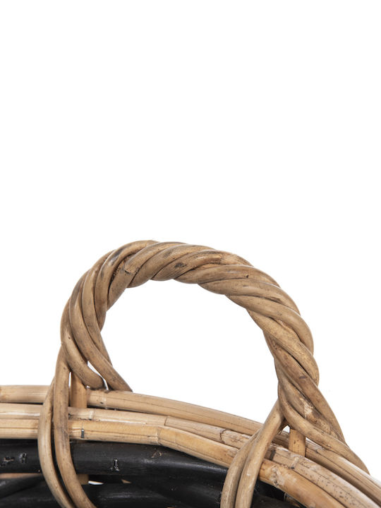 HomeMarkt Σετ Διακοσμητικά Καλάθια Rattan με Χερούλια Μαύρο 61x61εκ. 2τμχ