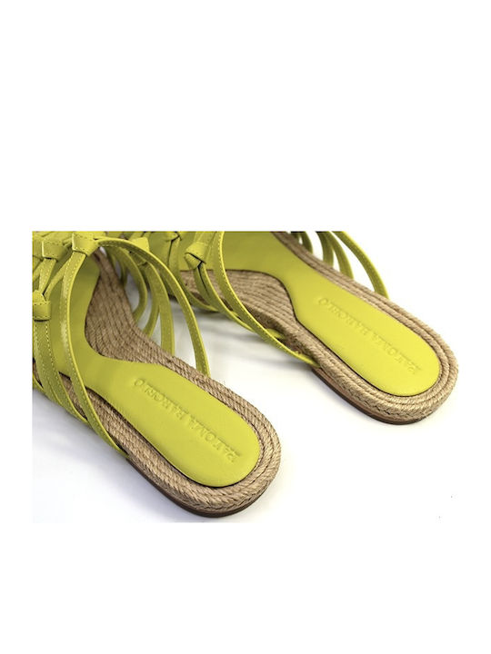 Leder Flache Sandalen für Damen Gelbe