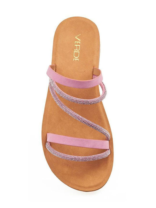 Verde Women's Flat Sandals in Pink Color