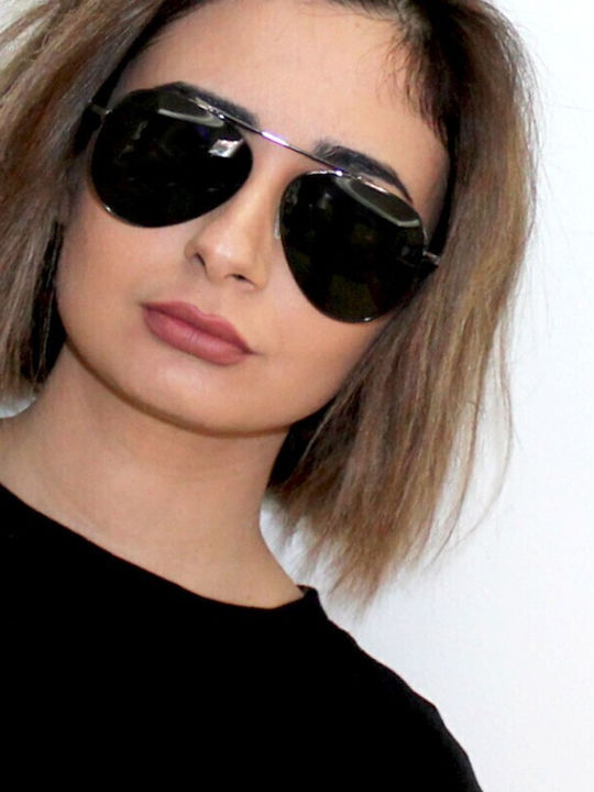 V-store Unisex Sonnenbrille mit Schwarz Metall Gestell und Schwarz Polarisiert Linse POL9533BLACK