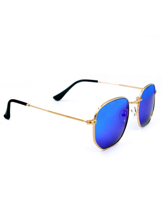 V-store Sunglasses with Gold Metal Frame and Green Polarized Mirror Lens POL3013GREEN