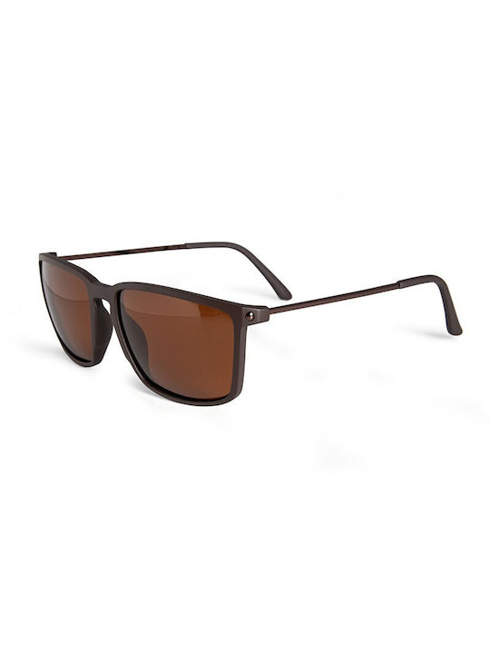 V-store Sunglasses with Multicolour Tartaruga Plastic Frame and Green Polarized Lens POL20086COFFEE