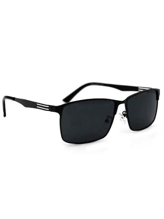 V-store Men's Sunglasses with Black Metal Frame and Black Polarized Lens POL82034BLACK