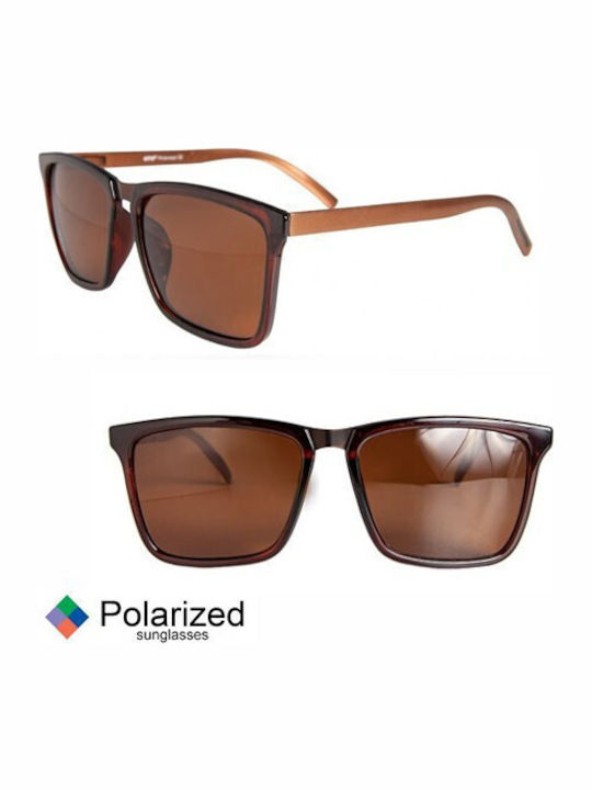 V-store Unisex Sunglasses with Brown Plastic Frame and Brown Polarized Lens POL10018COFFEE