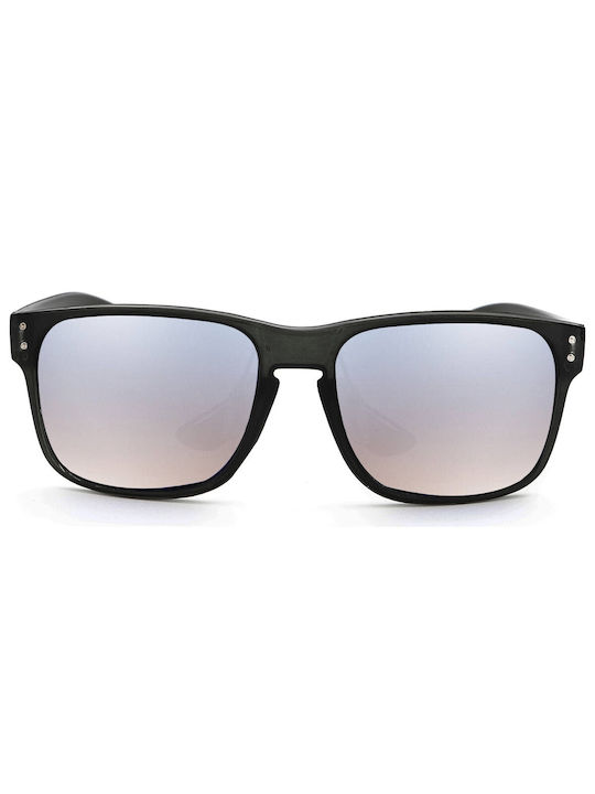 V-store Sunglasses with Black Plastic Frame and Multicolour Gradient Polarized Mirror Lens POL92003BLACKGREYSILVER