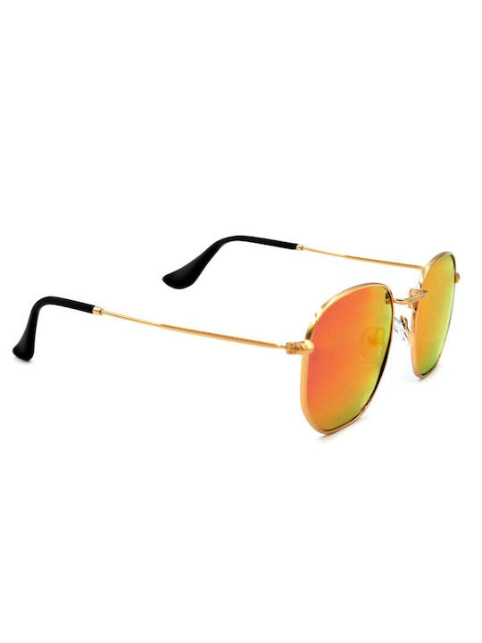 V-store Sunglasses with Gold Metal Frame and Orange Polarized Mirror Lens POL3013ORANGE