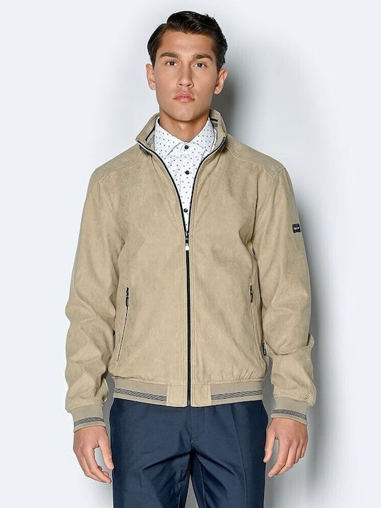 Brokers Jeans Herren Jacke Leder Beige